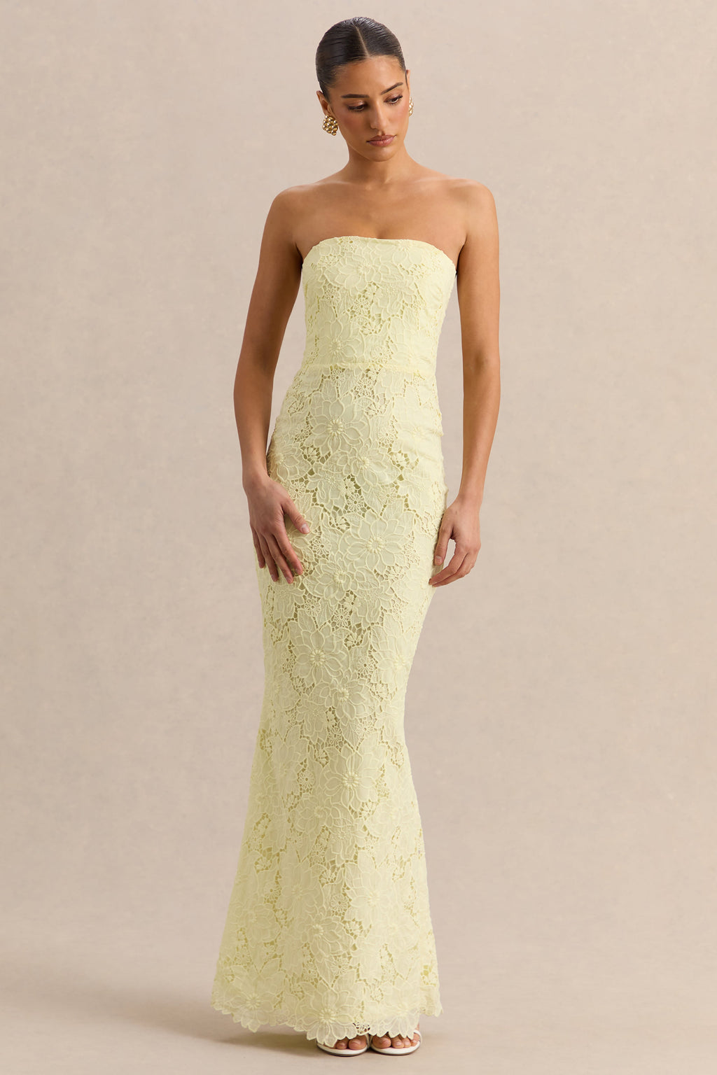 Suzie | Lemon Lace Bandeau Maxi Dress