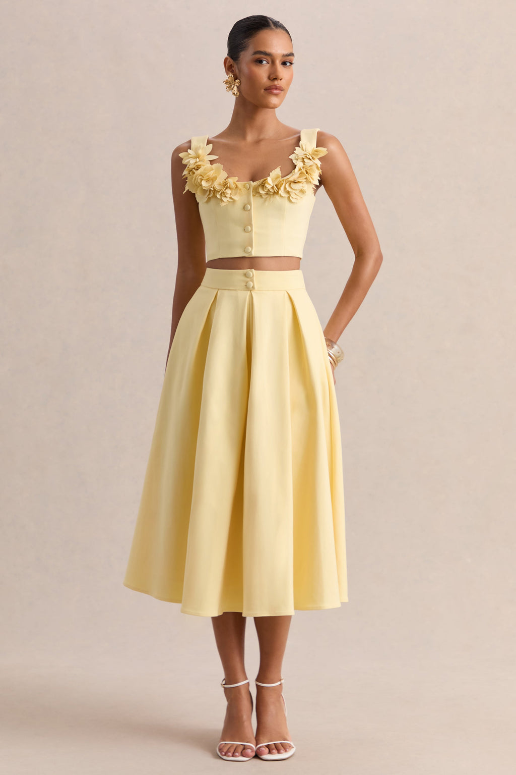 Joy | Lemon A-Line Midi Skirt