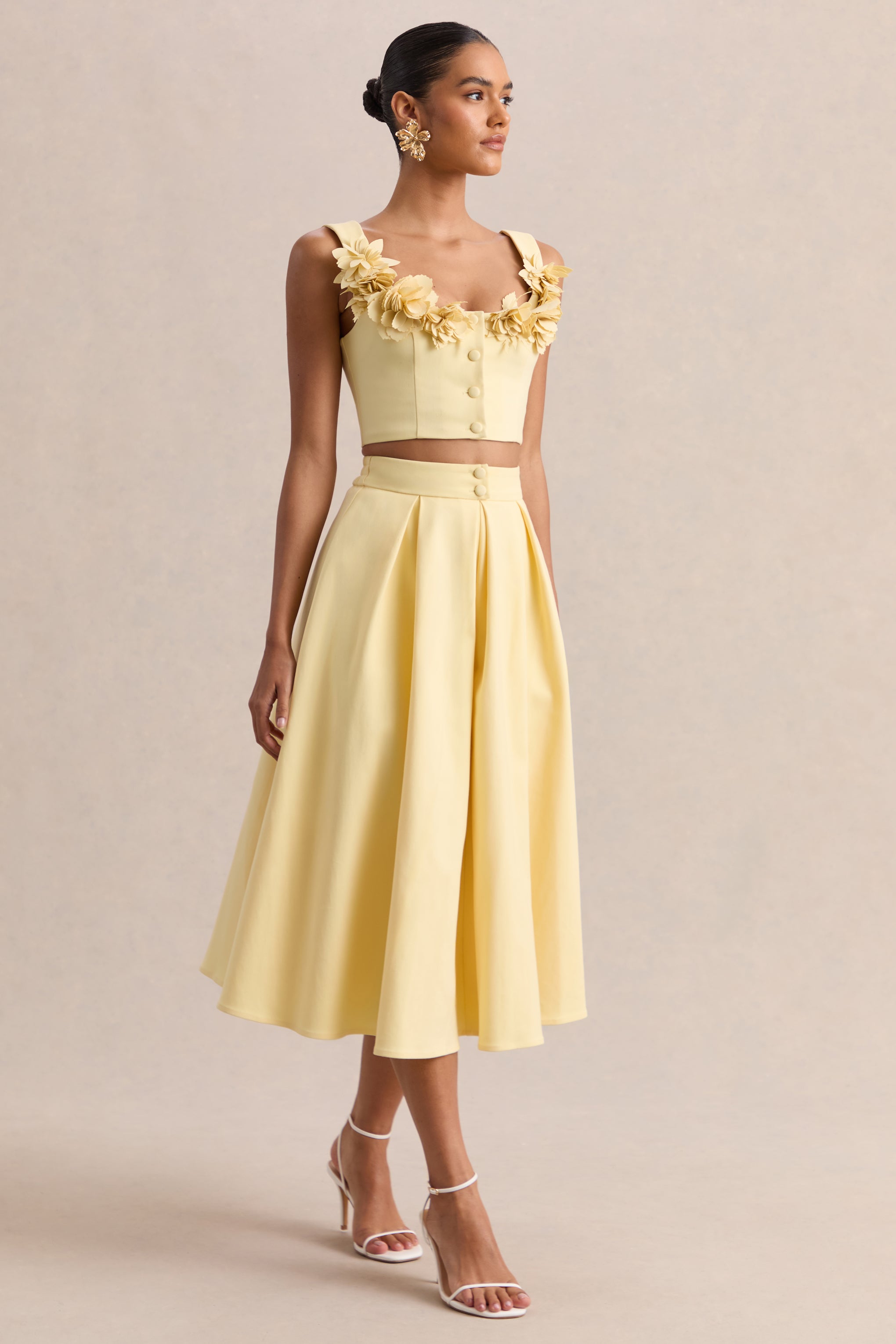 Joy | Lemon A-Line Midi Skirt