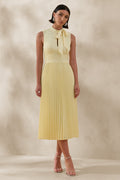 Avalon | Lemon Midi Dress With Pleated Skirt And Bow-Detail