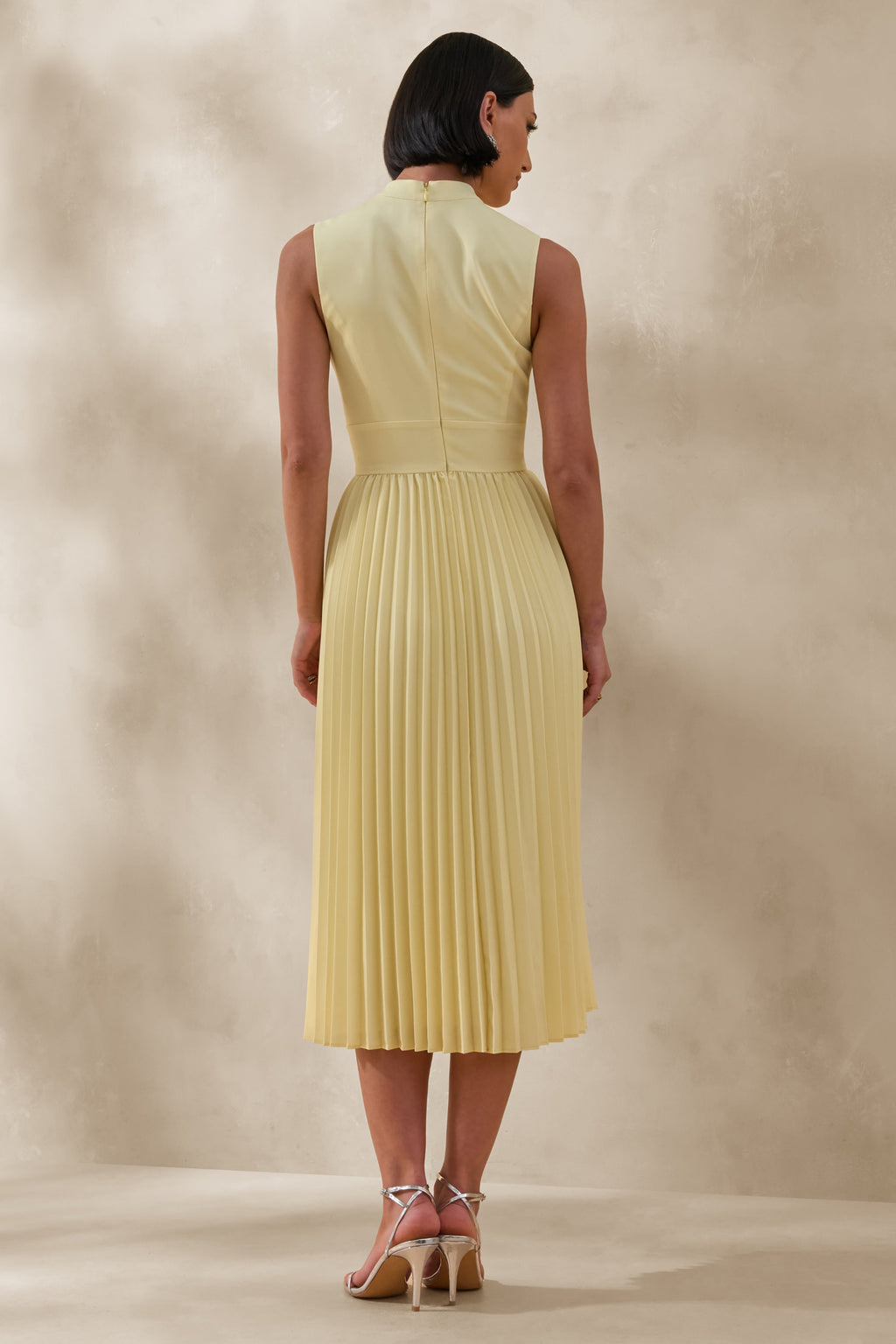 Avalon | Lemon Midi Dress With Pleated Skirt And Bow-Detail