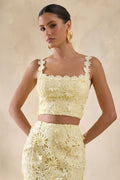 Blythe | Lemon Lace Square-Neck Crop-Top
