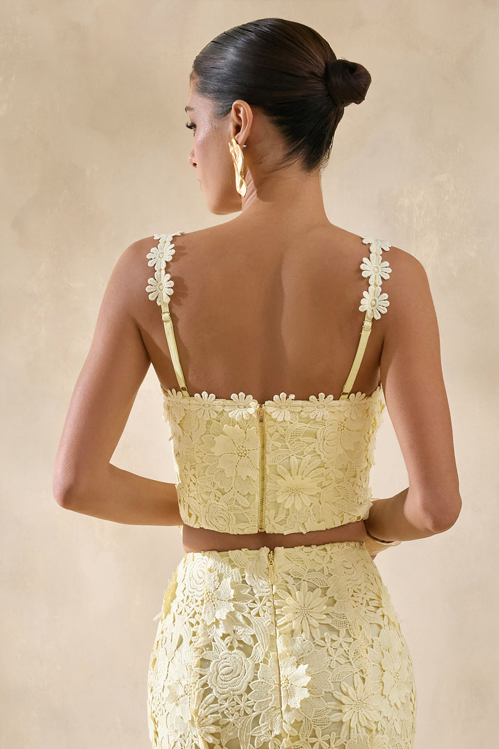 Blythe | Lemon Lace Square-Neck Crop-Top