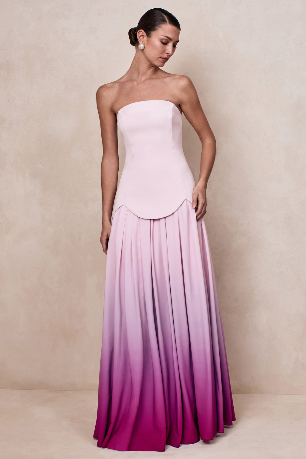 Nia | Pink Ombre Bandeau Maxi Dress
