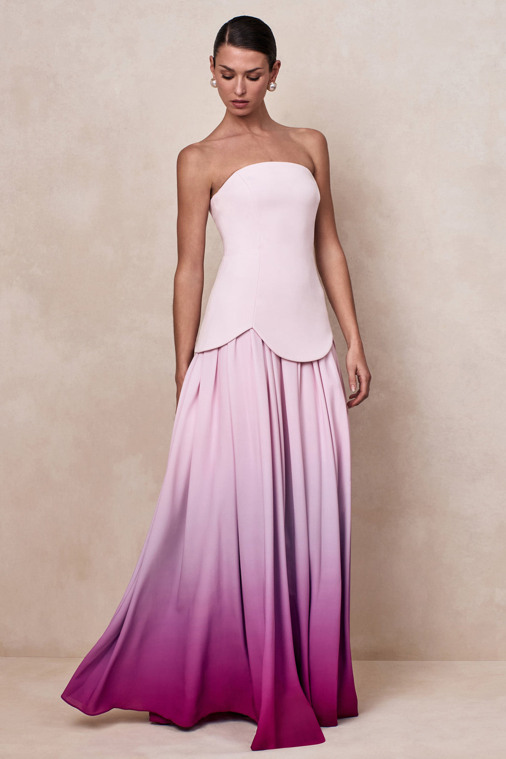 Nia | Pink Ombre Bandeau Maxi Dress