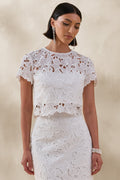Ina | White Lace Crew-Neck Crop-Top