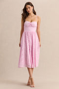 Gloriana | Pink Lace Sweetheart-Neck Midi Dress