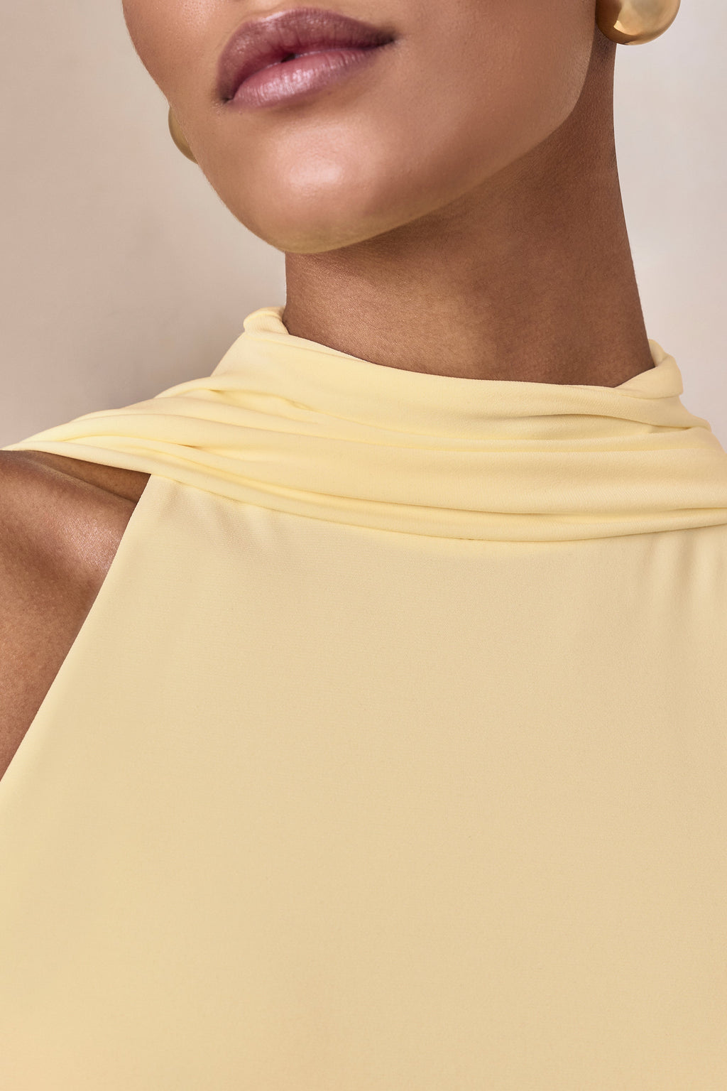 Cordy | Lemon High-Neck Maxi Dress With Cape