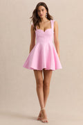 Katya | Light Pink Sweetheart-Neck Skater Mini Dress