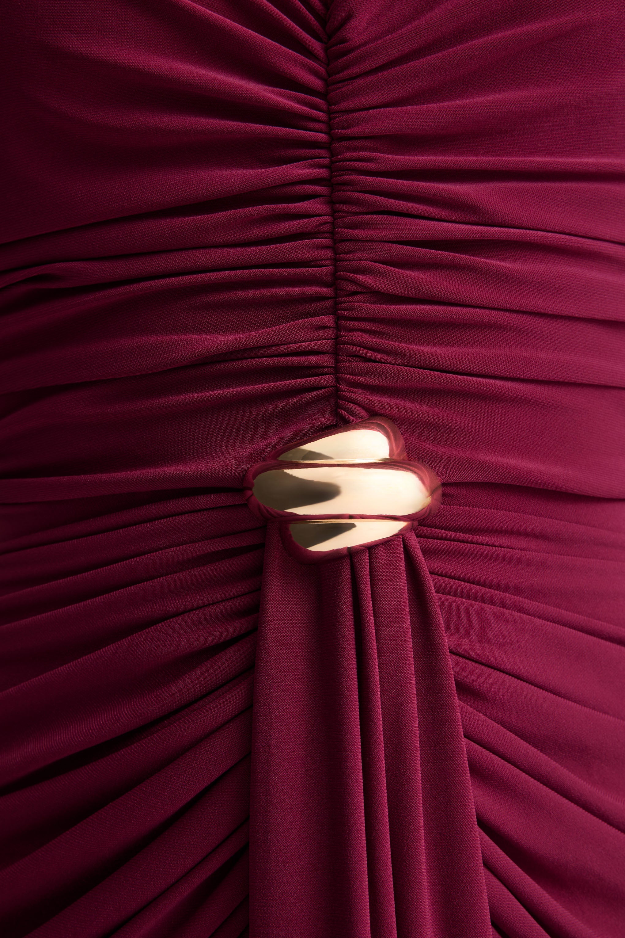 Beverly | Burgundy Bandeau Maxi Dress With Gathered-Detailing