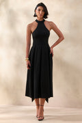 Rhode | Black Halter-Neck Midi Dress