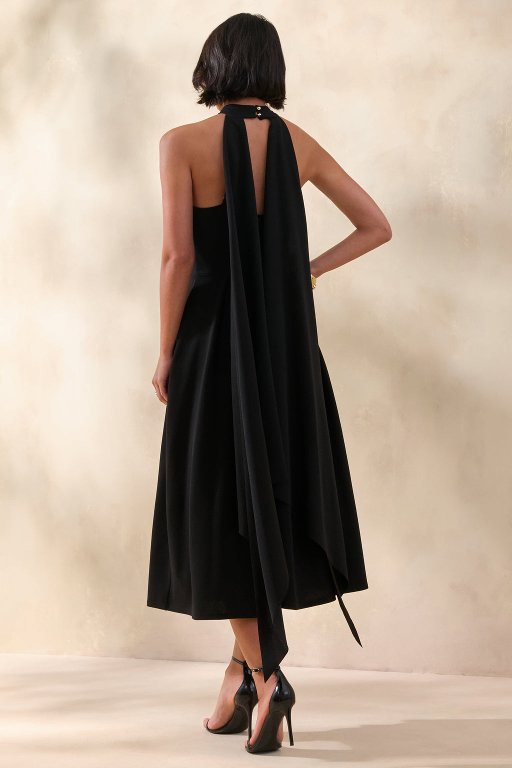 Rhode | Black Halter-Neck Midi Dress