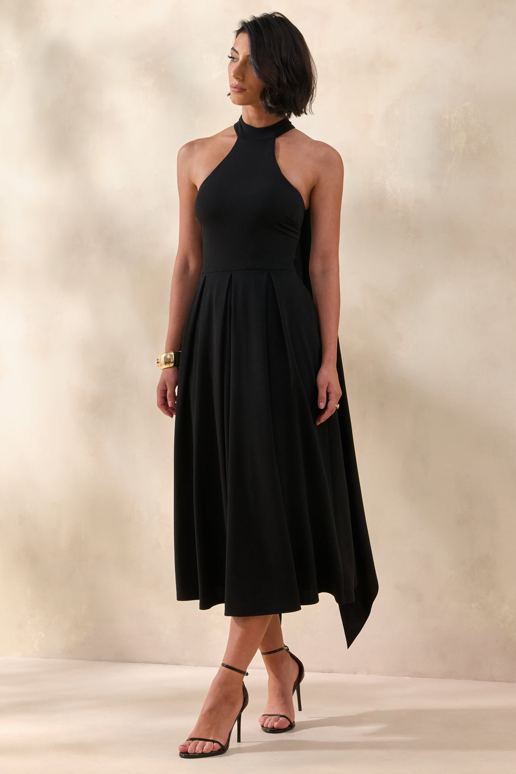 Rhode | Black Halter-Neck Midi Dress
