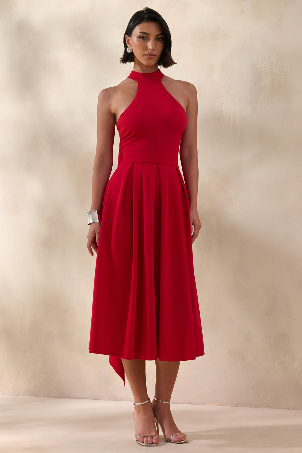 Rhode | Red Halter-Neck Midi Dress