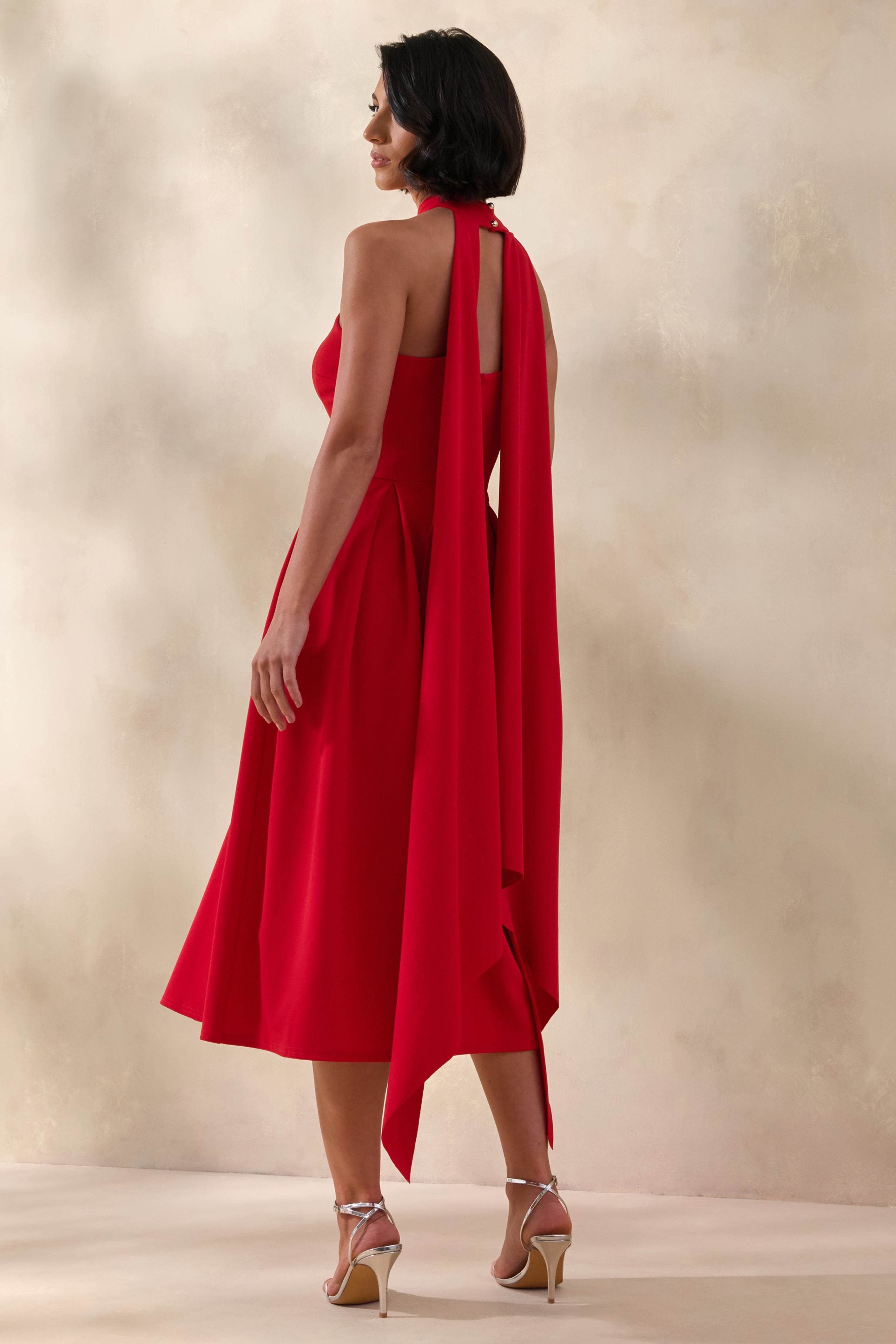 Rhode | Red Halter-Neck Midi Dress