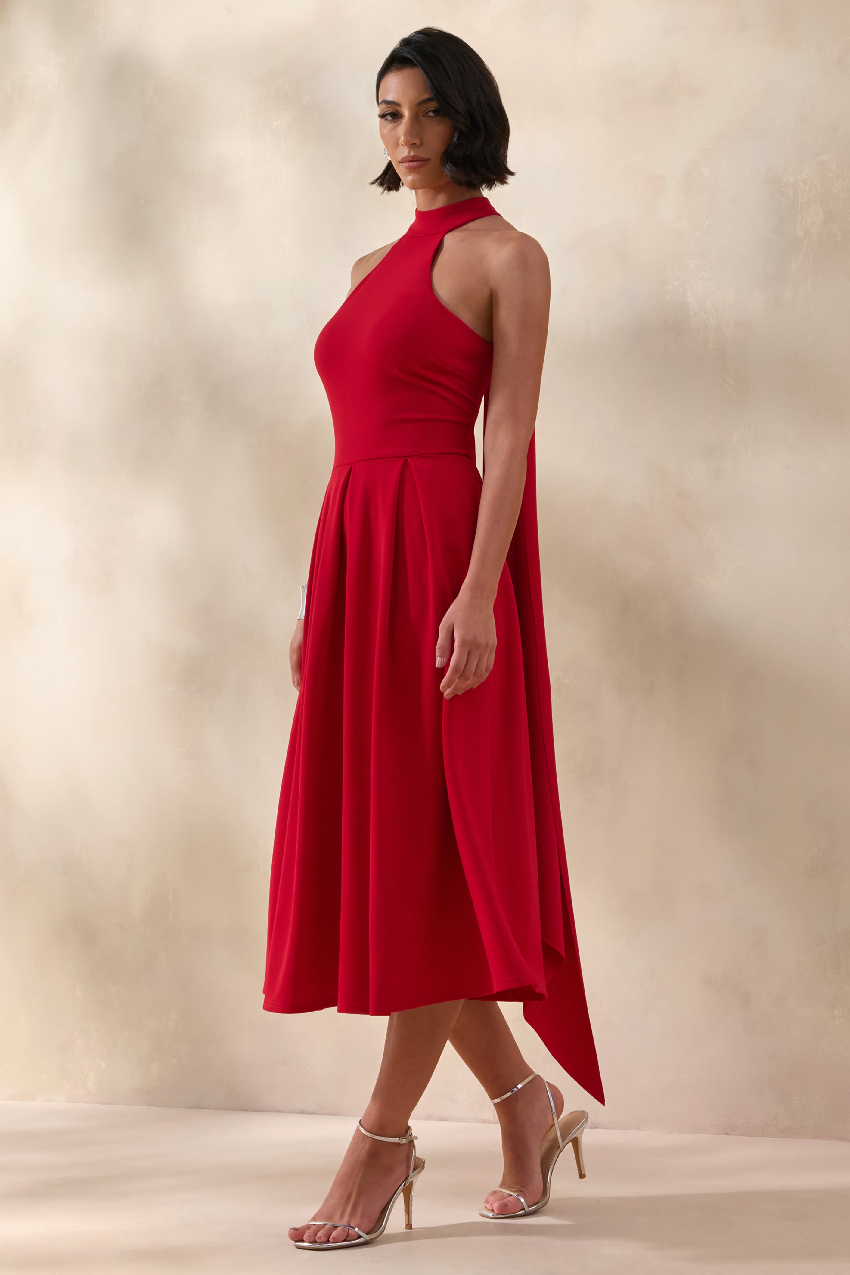 Rhode | Red Halter-Neck Midi Dress