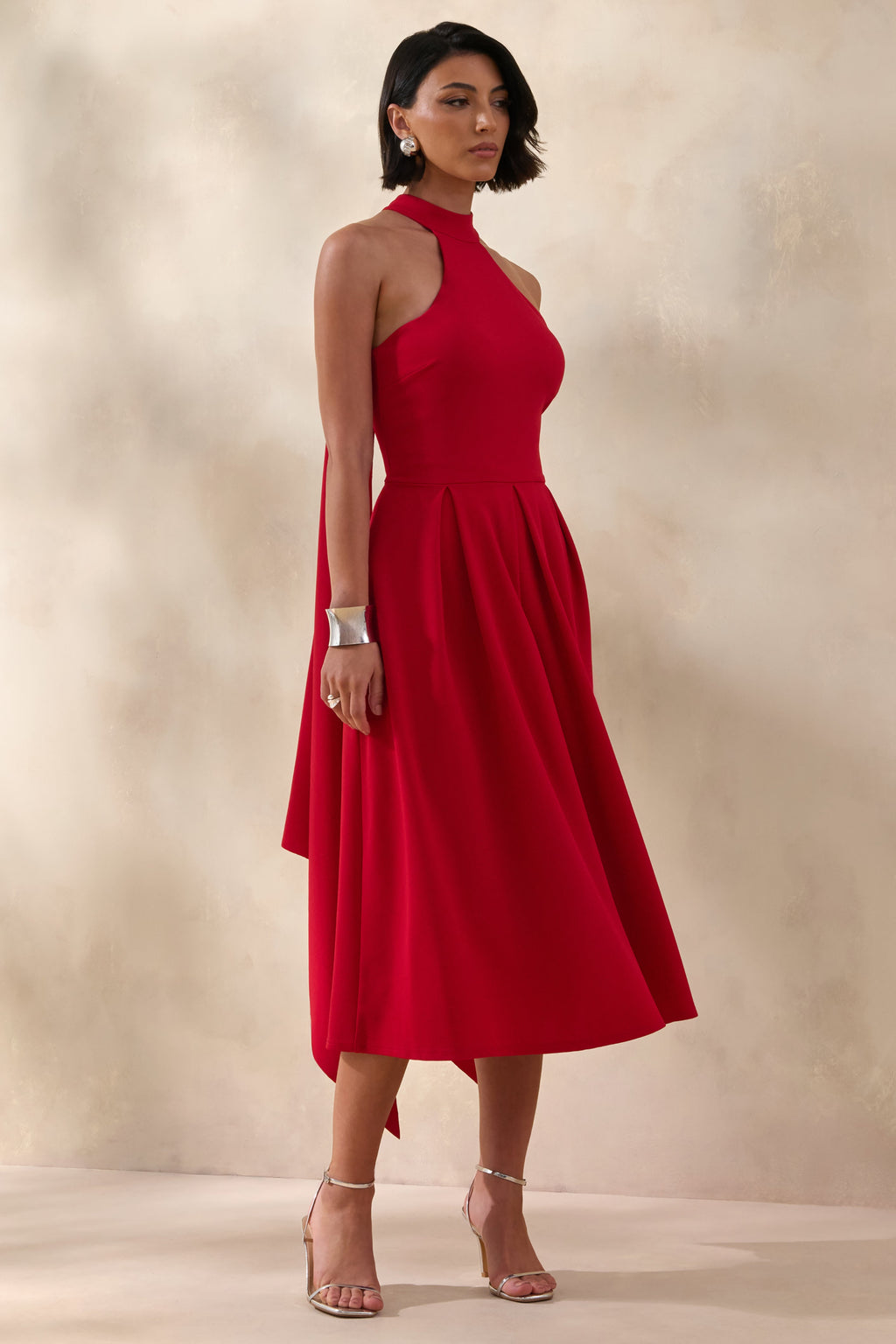 Rhode | Red Halter-Neck Midi Dress