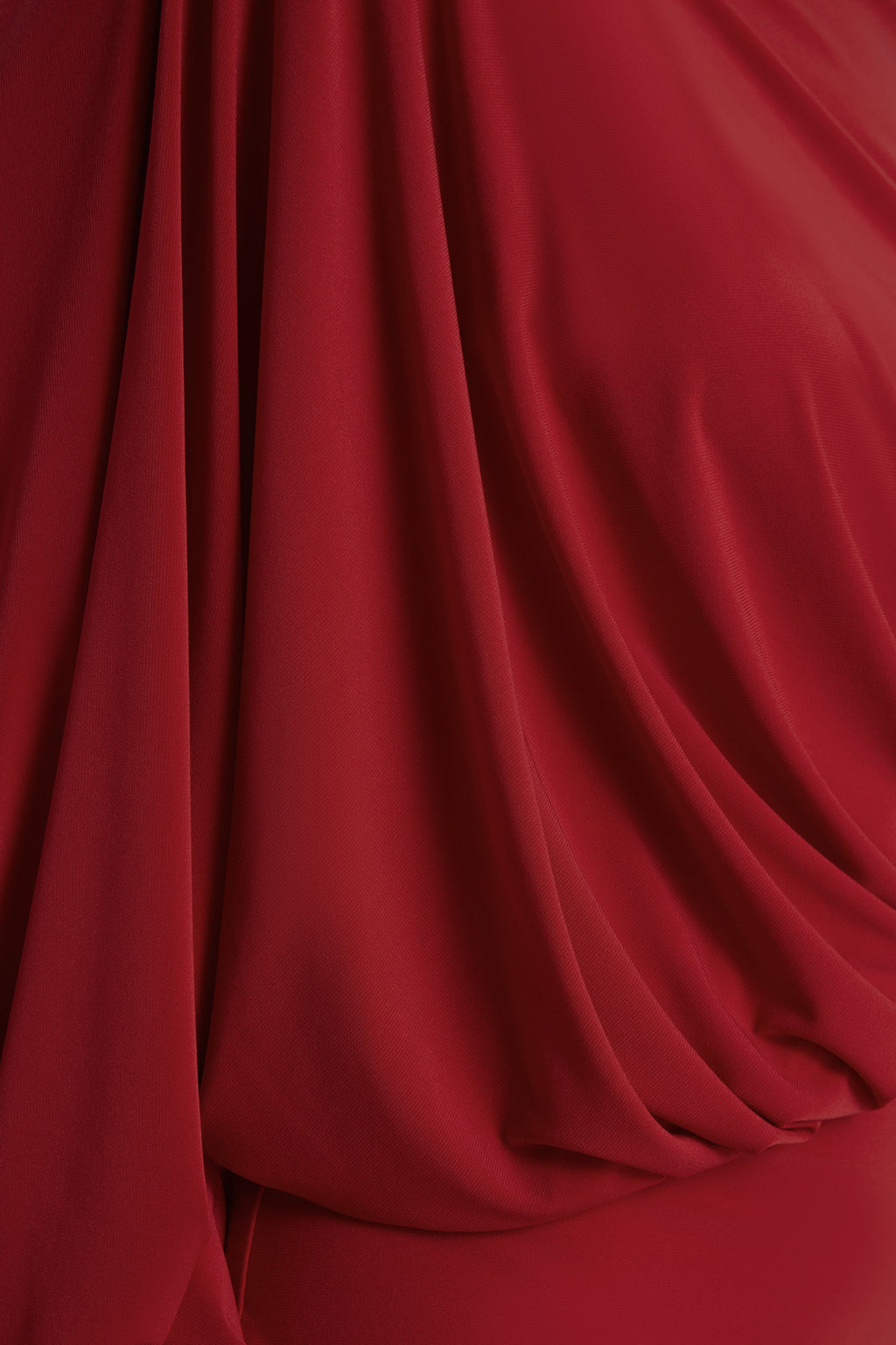 Zelda | Red High-Neck Mini Dress With One-Long Sleeve And Twisted Detail