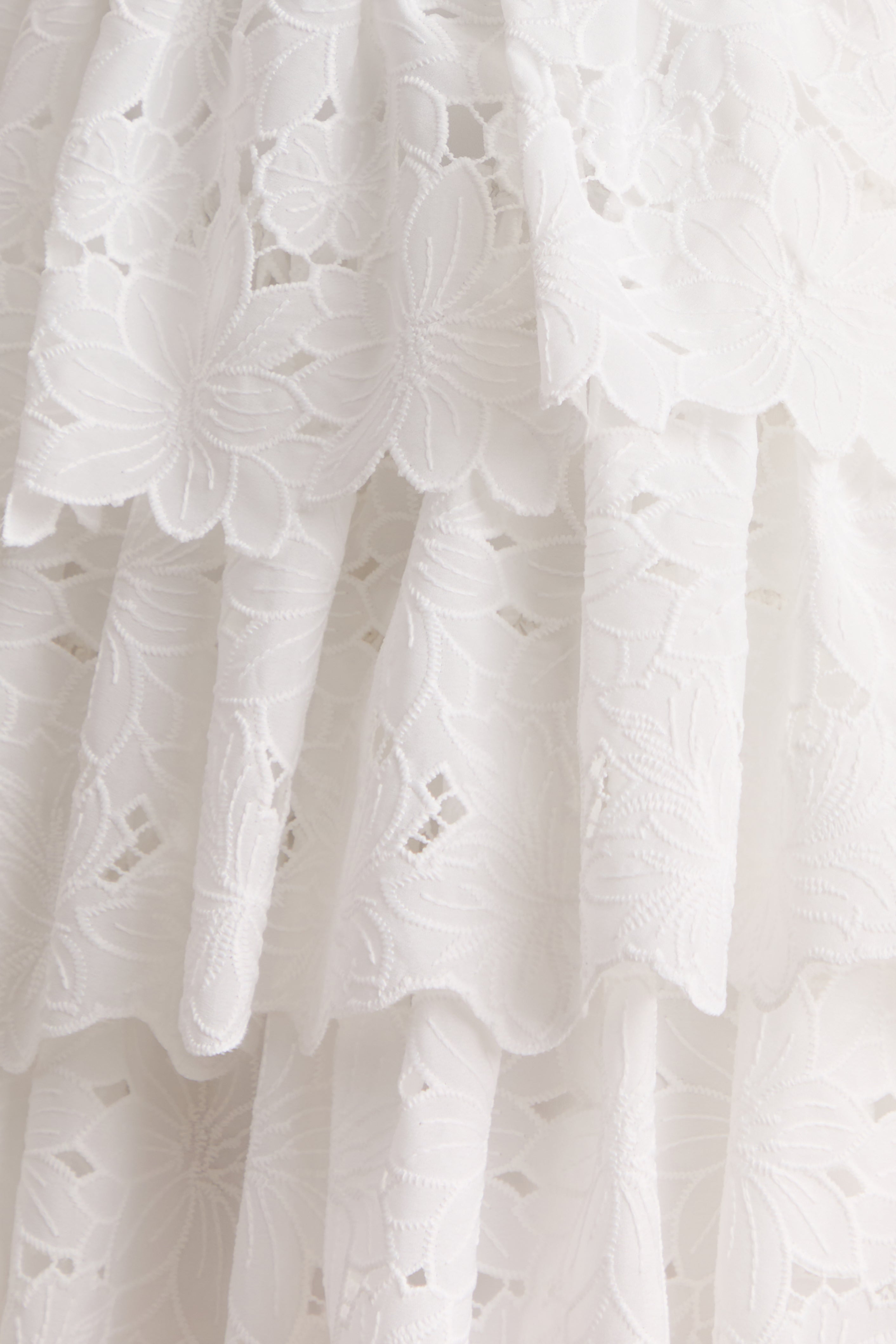 Winona | White Lace Square-Neck Mini Dress With Ruffled Detailing