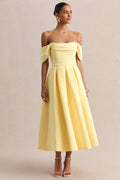 Cosima | Lemon Bardot-Neck Midi Dress