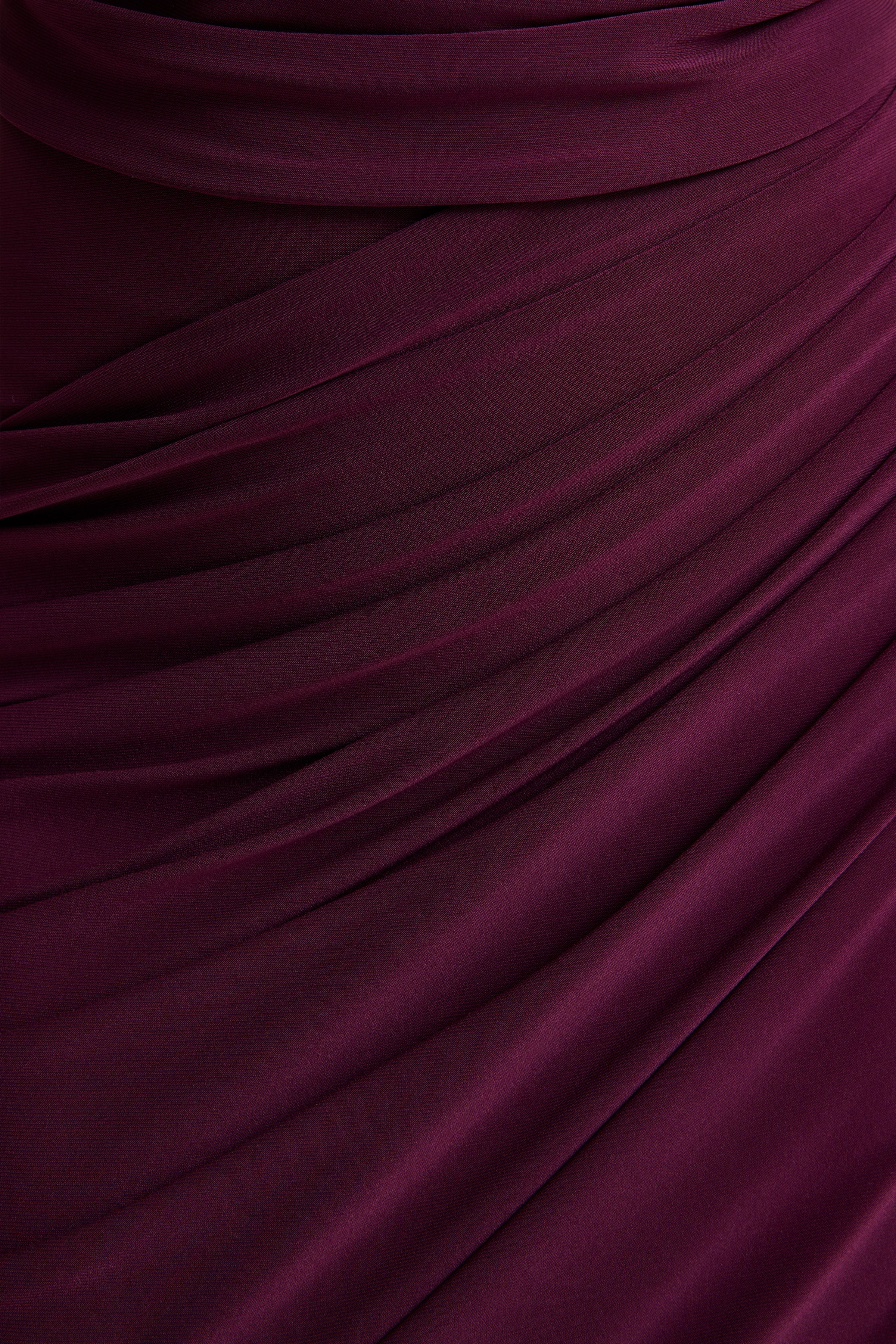 Cairo | Burgundy Cowl-Neck Maxi Dress With Gathered Detailing