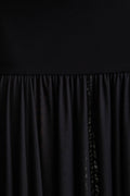 Gigi | Black High-Neck Maxi Dress With Drop-Waist And Sheer Skirt