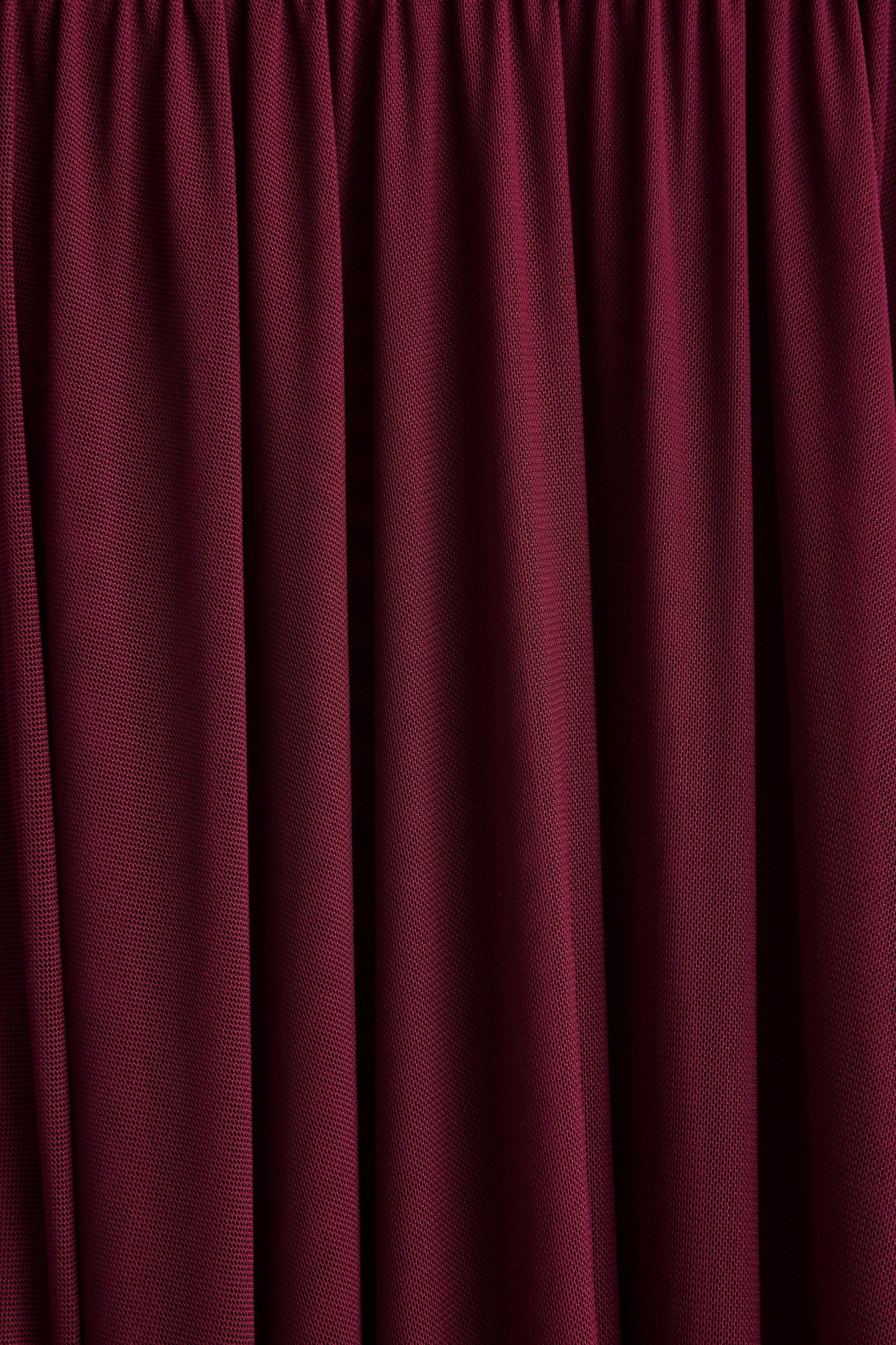 Gigi | Burgundy High-Neck Maxi Dress With Drop-Waist And Sheer Skirt