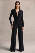 Catriona | Black Plunge-Neck Jumpsuit