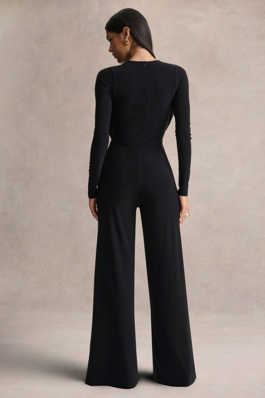 Catriona | Black Plunge-Neck Jumpsuit