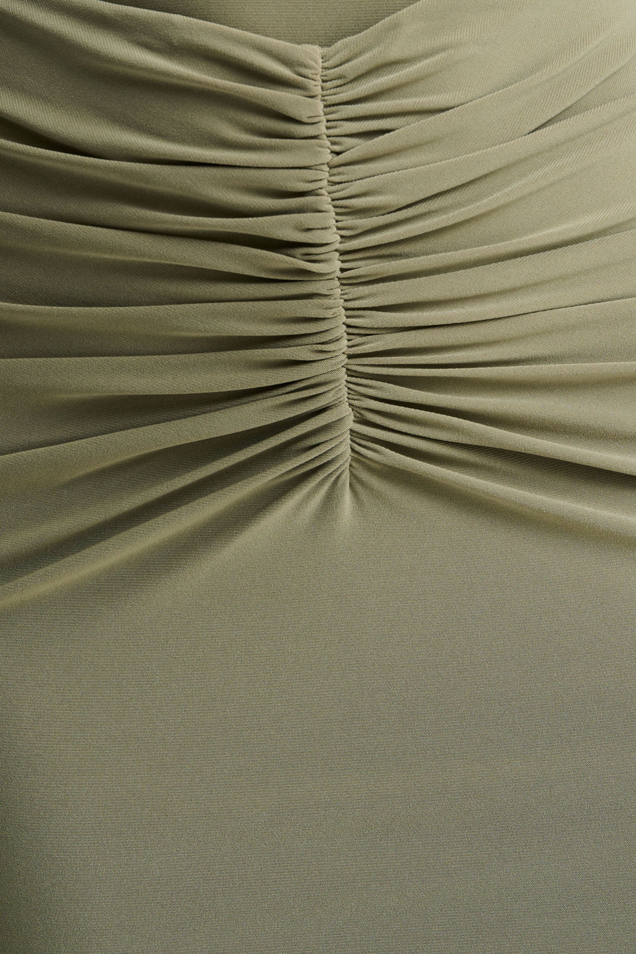 Persis | Olive High-Neck Maxi Dress With Gathered Detailing