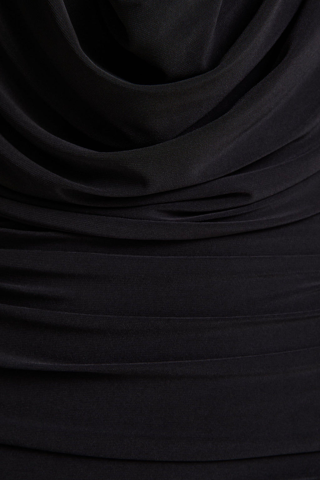 Griselda | Black Plunge-Neck Midi Dress With Sheer Long-Sleeves