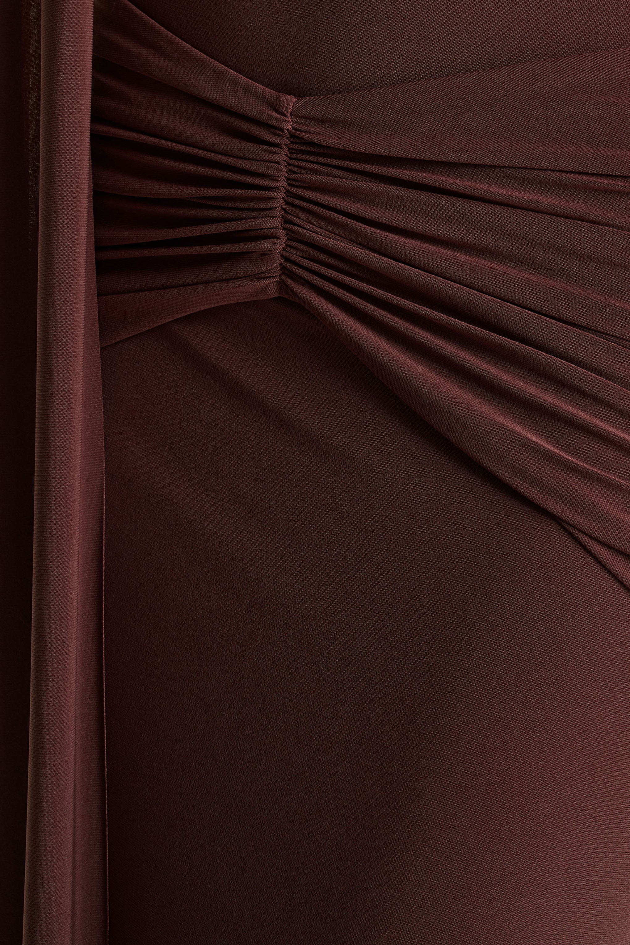 Hyla | Brown High-Neck Maxi Dress With Sash-Detail
