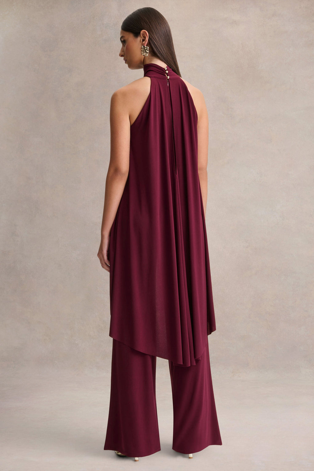 Jadzia | Burgundy Halter-Neck Jumpsuit