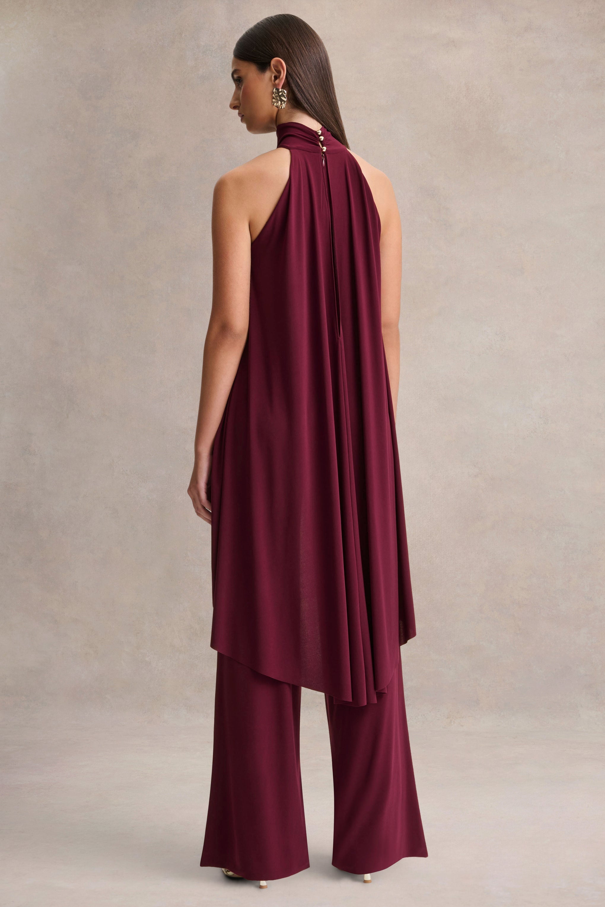 Jadzia | Burgundy Halter-Neck Jumpsuit