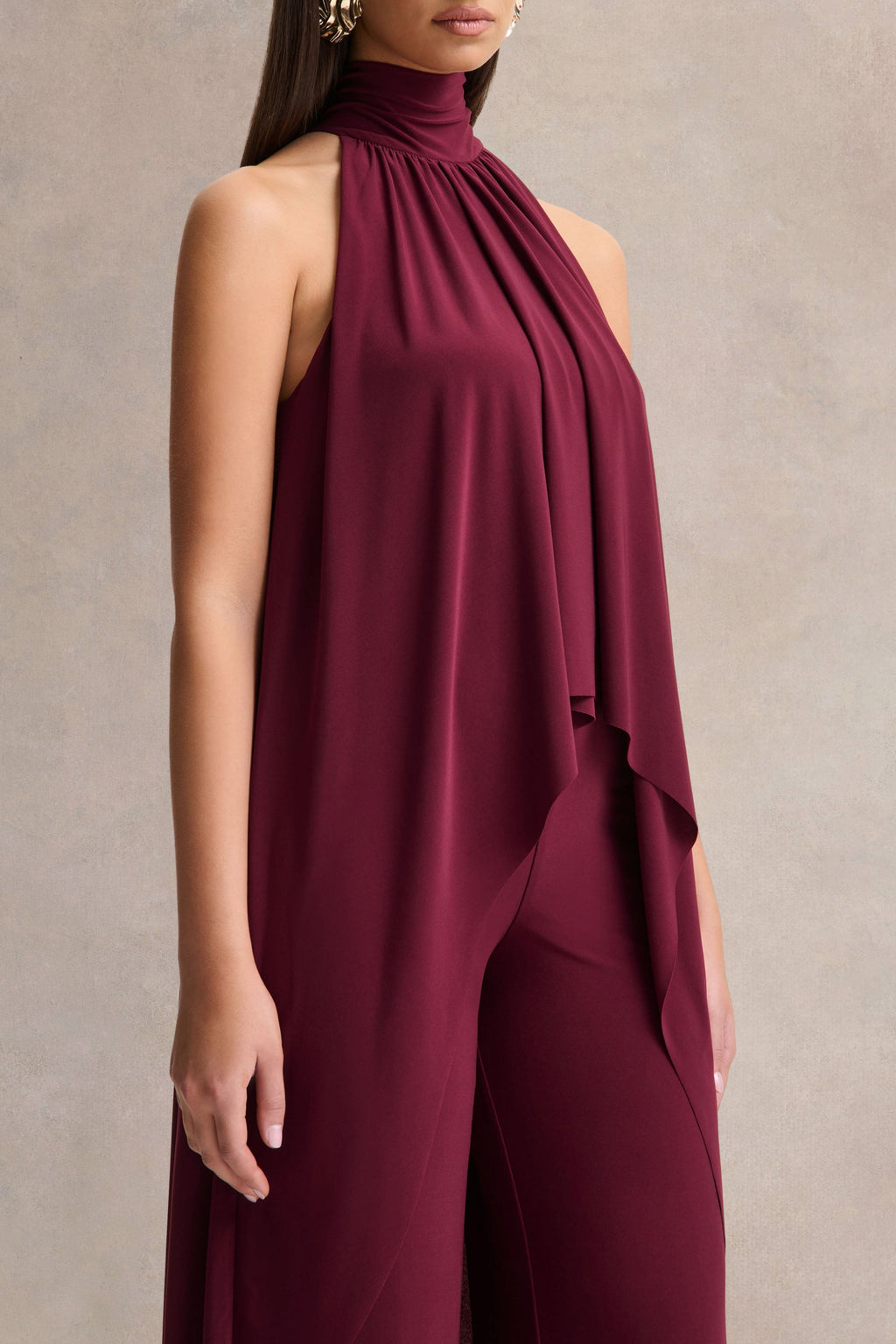 Jadzia | Burgundy Halter-Neck Jumpsuit