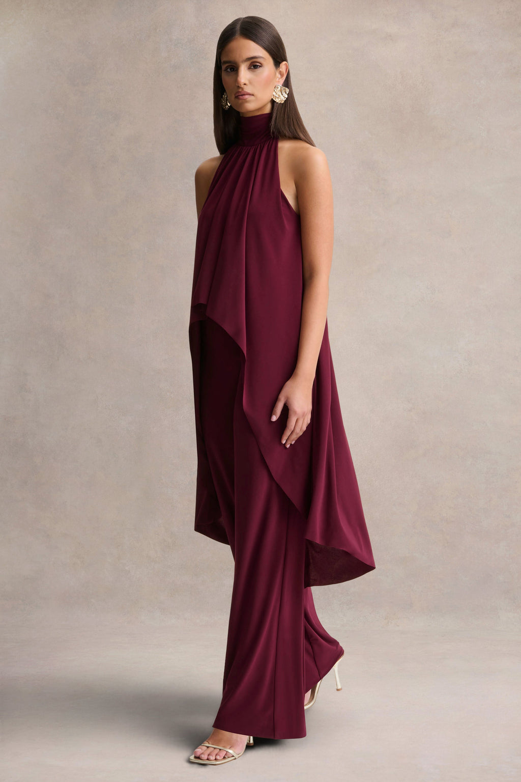 Jadzia | Burgundy Halter-Neck Jumpsuit