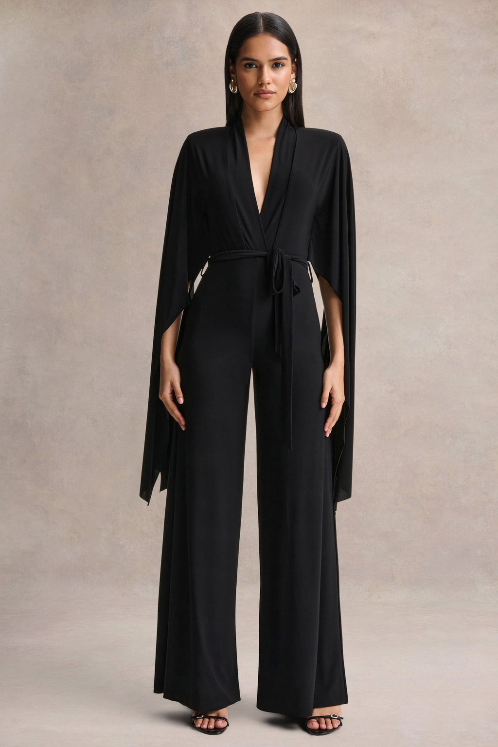 Laurina | Black Plunge-Neck Jumpsuit