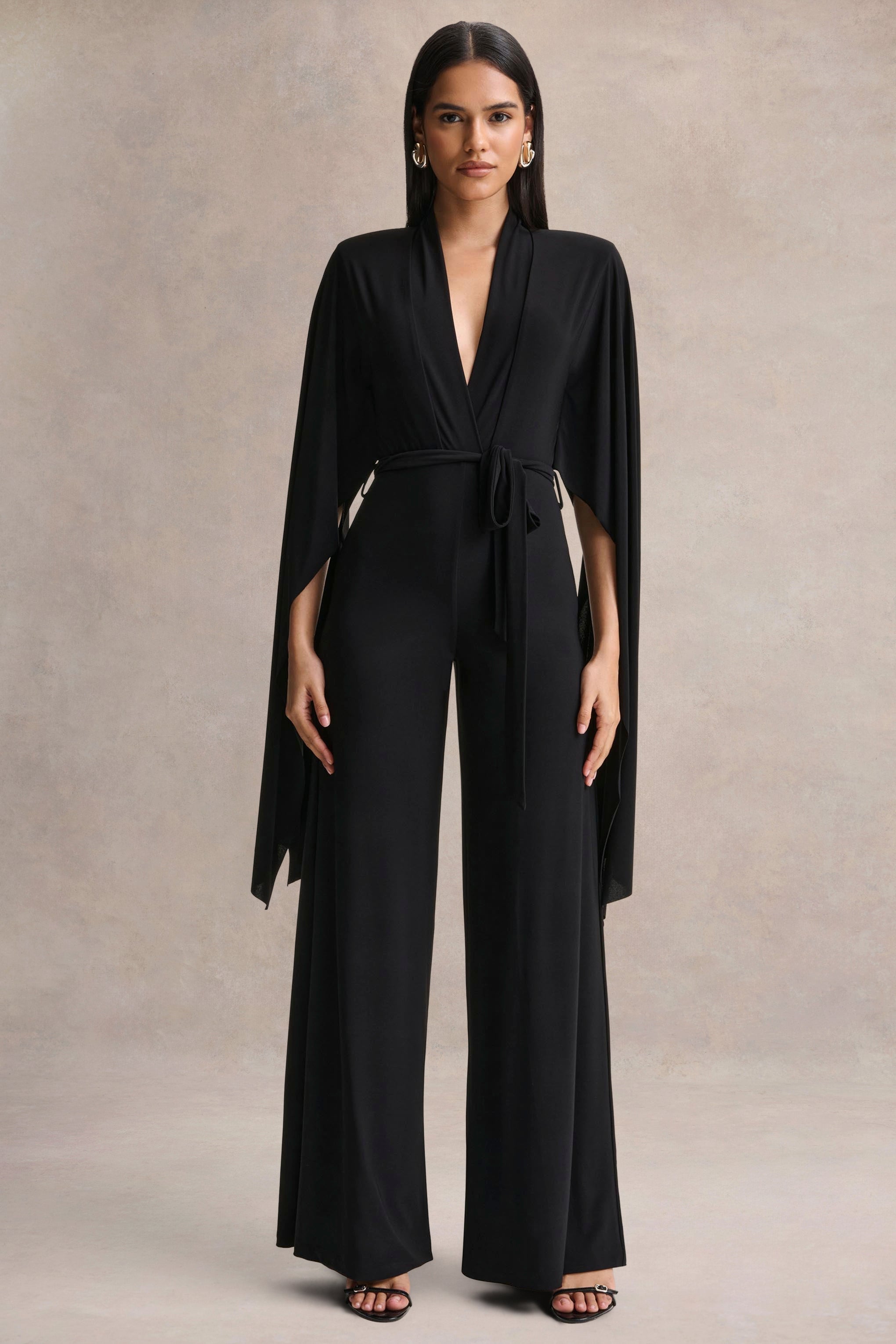 Laurina | Black Plunge-Neck Jumpsuit