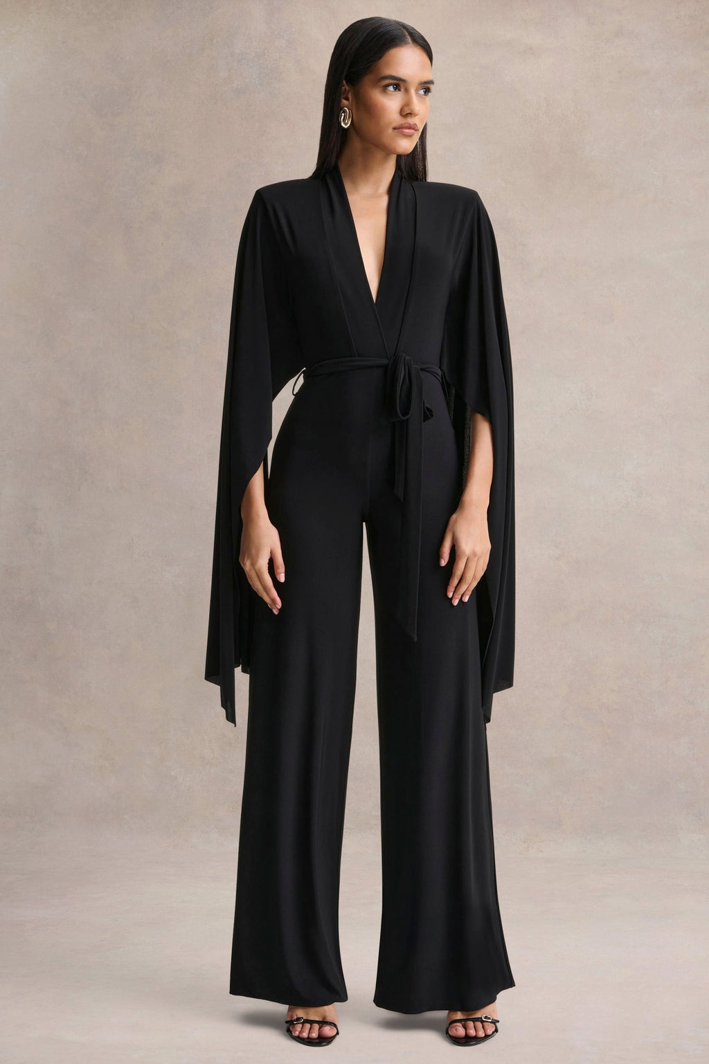Laurina | Black Plunge-Neck Jumpsuit