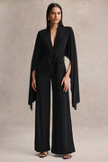 Laurina | Black Plunge-Neck Jumpsuit