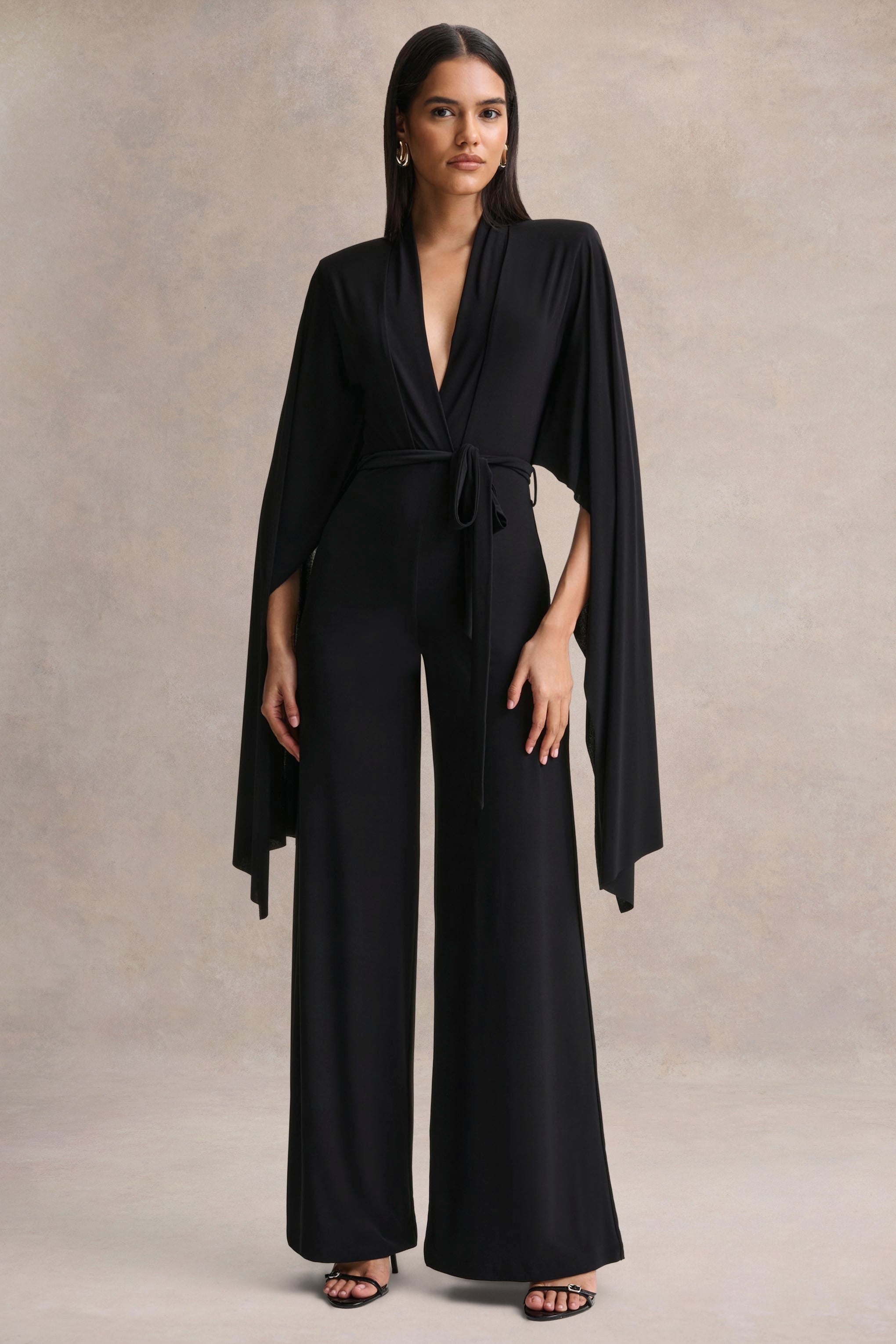 Laurina | Black Plunge-Neck Jumpsuit
