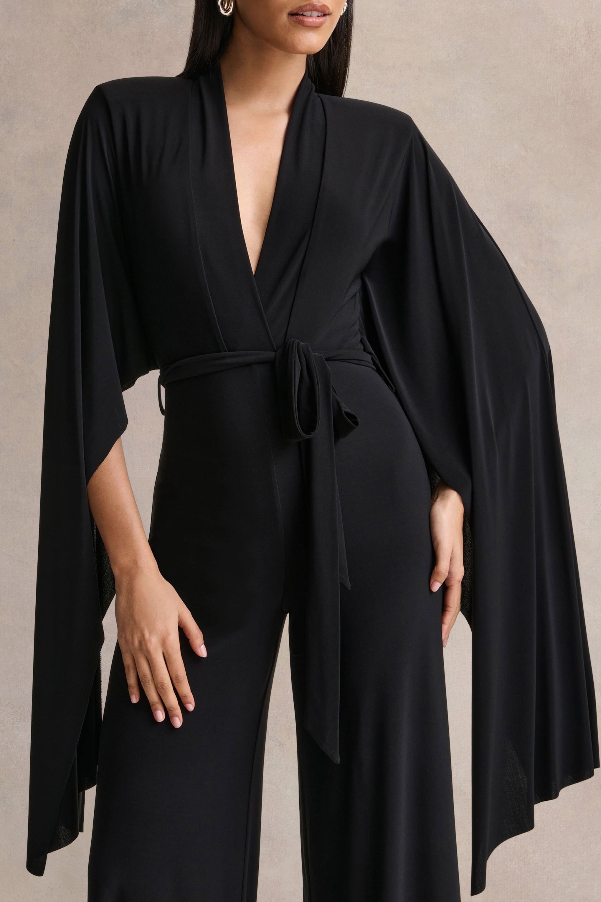 Laurina | Black Plunge-Neck Jumpsuit