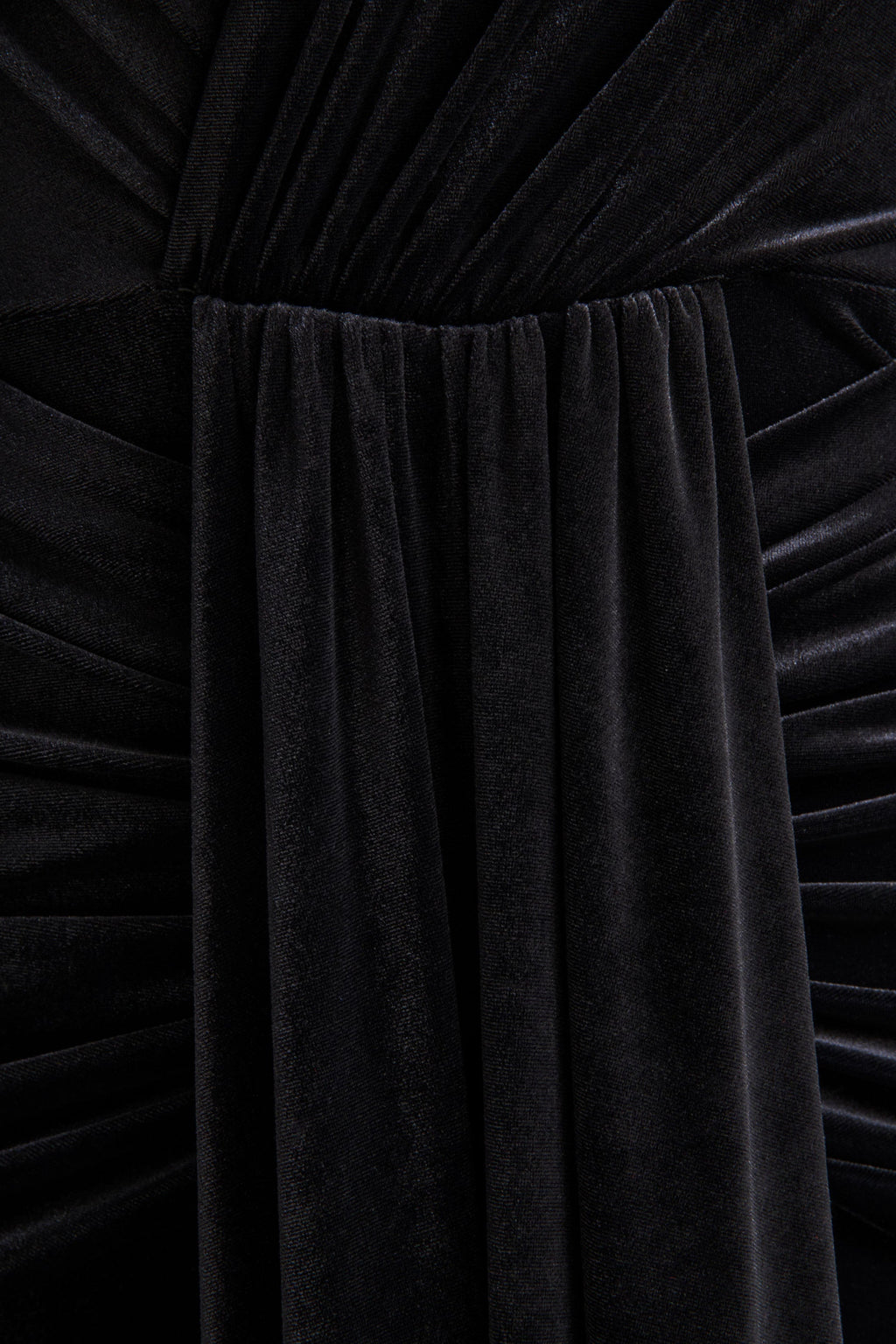 Halima | Black Velvet Plunge-Neck Maxi Dress With Gathered Detailing