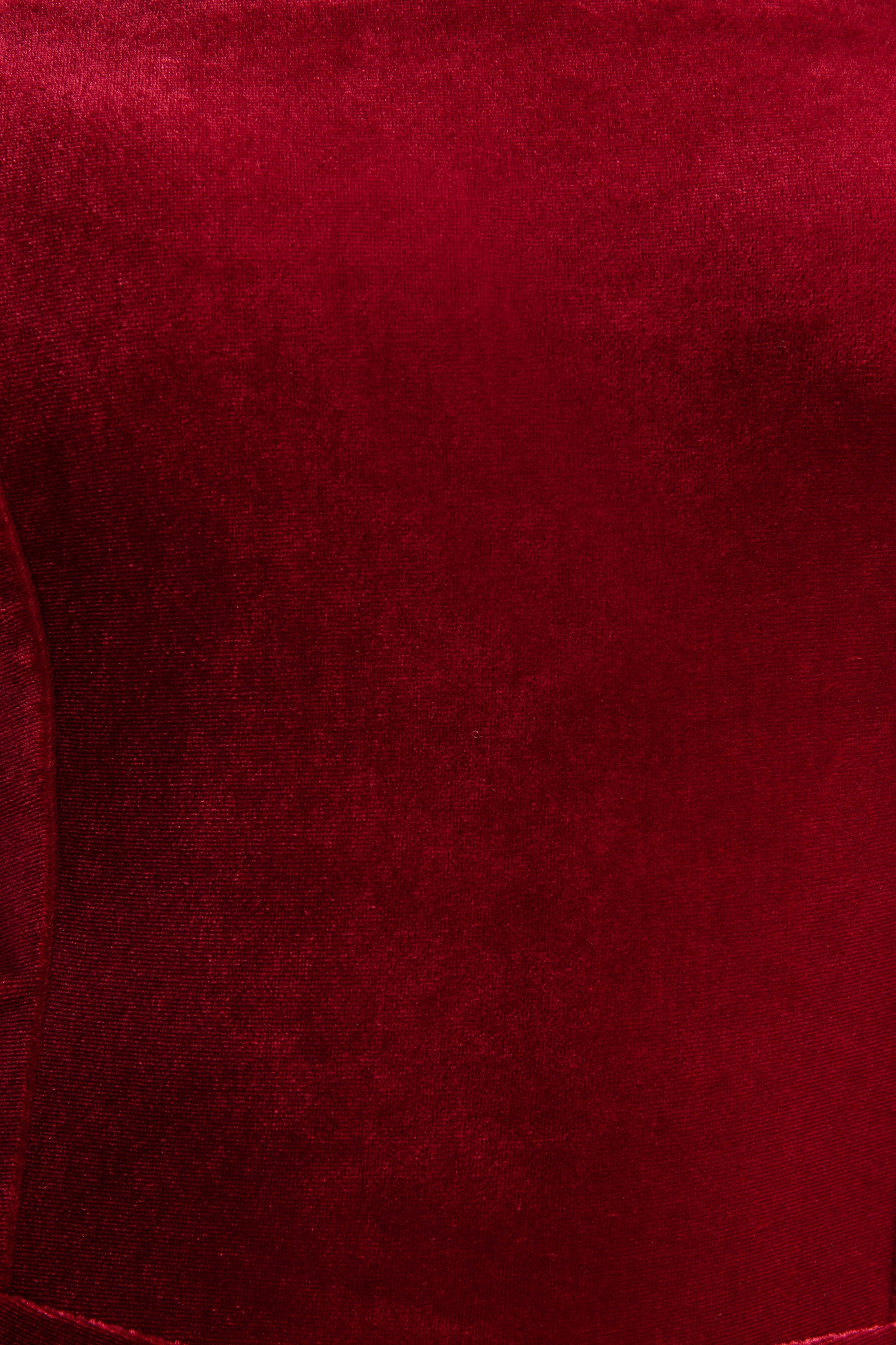 Arcane | Burgundy Velvet Bandeau Jumpsuit With Scarf