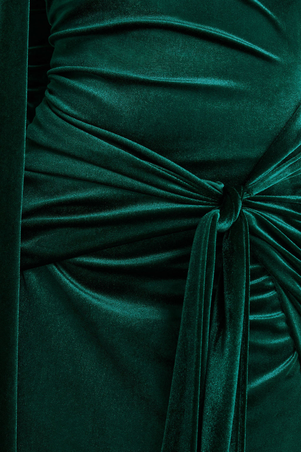 Jessara | Bottle Green Bardot-Neck Maxi Dress With Knot-Details