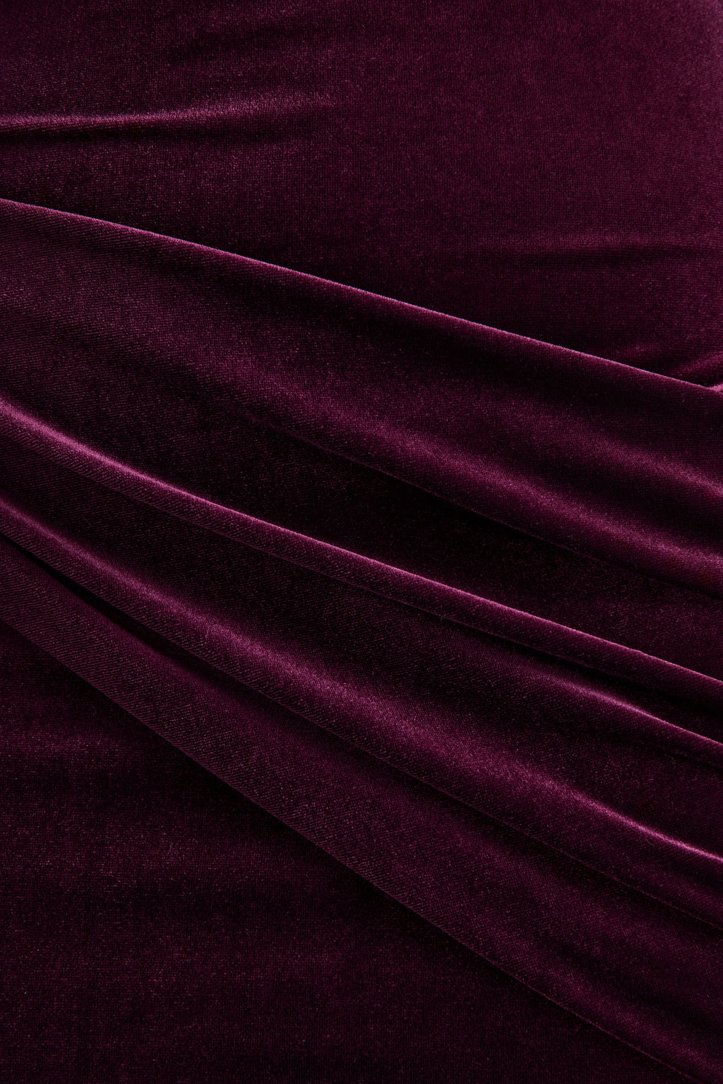 Cambria | Plum Velvet High-Neck Maxi Dress With Draped-Detailing