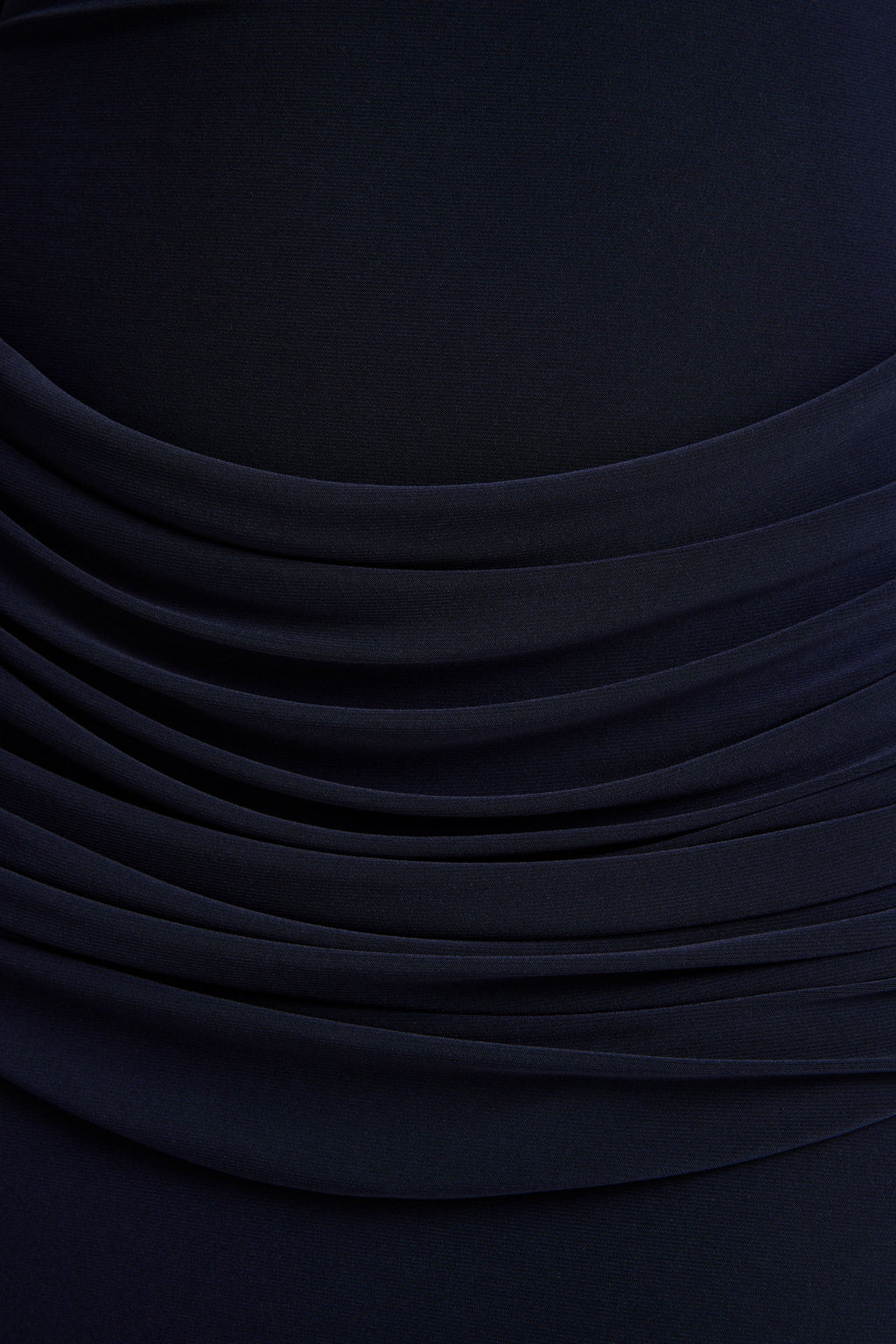 Hesperia | Navy High-Neck Maxi Dress With Draped-Detailing And Scarf
