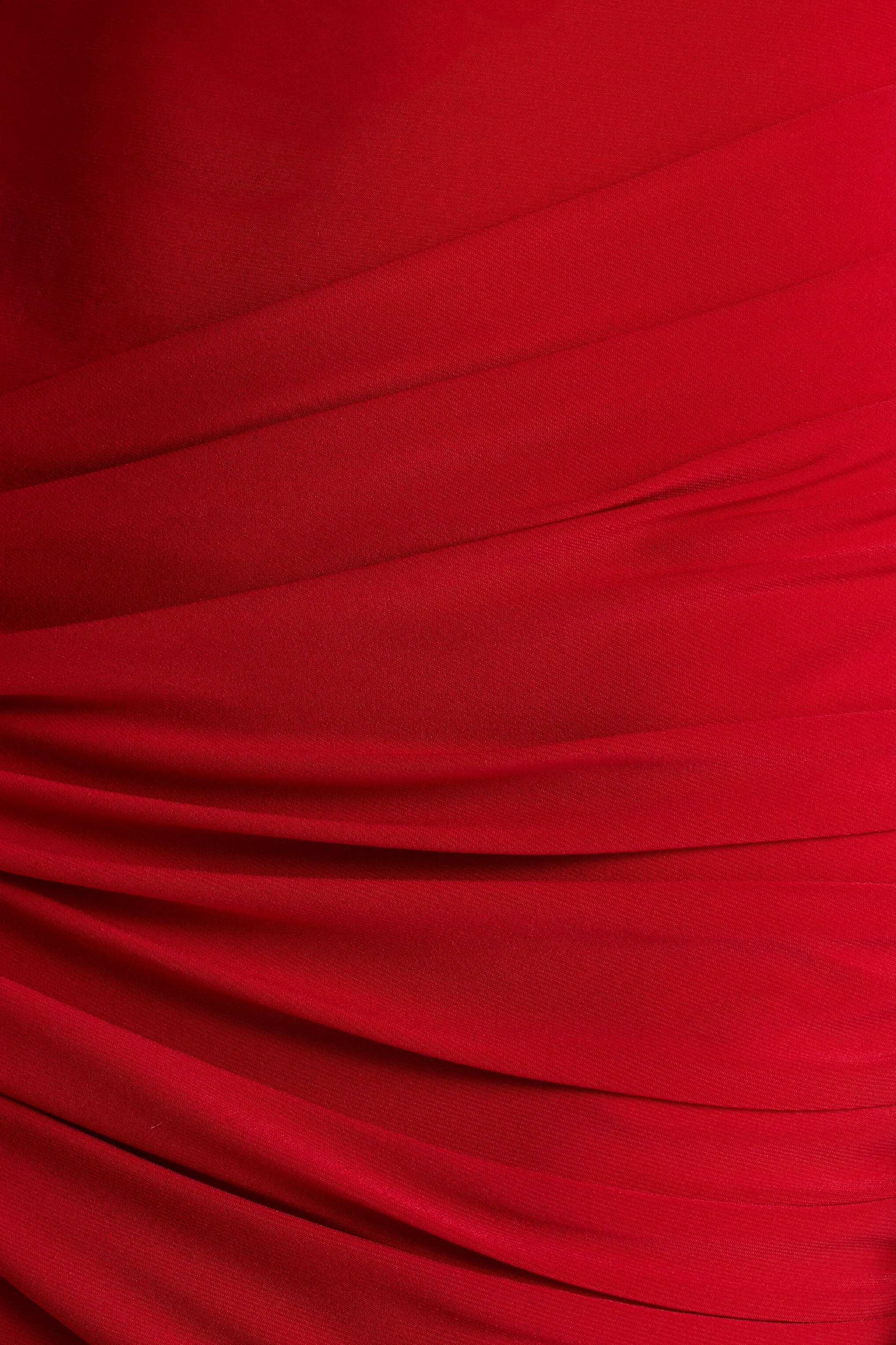 Petronia | Red V-Neck Maxi Dress With Wrap-Detail