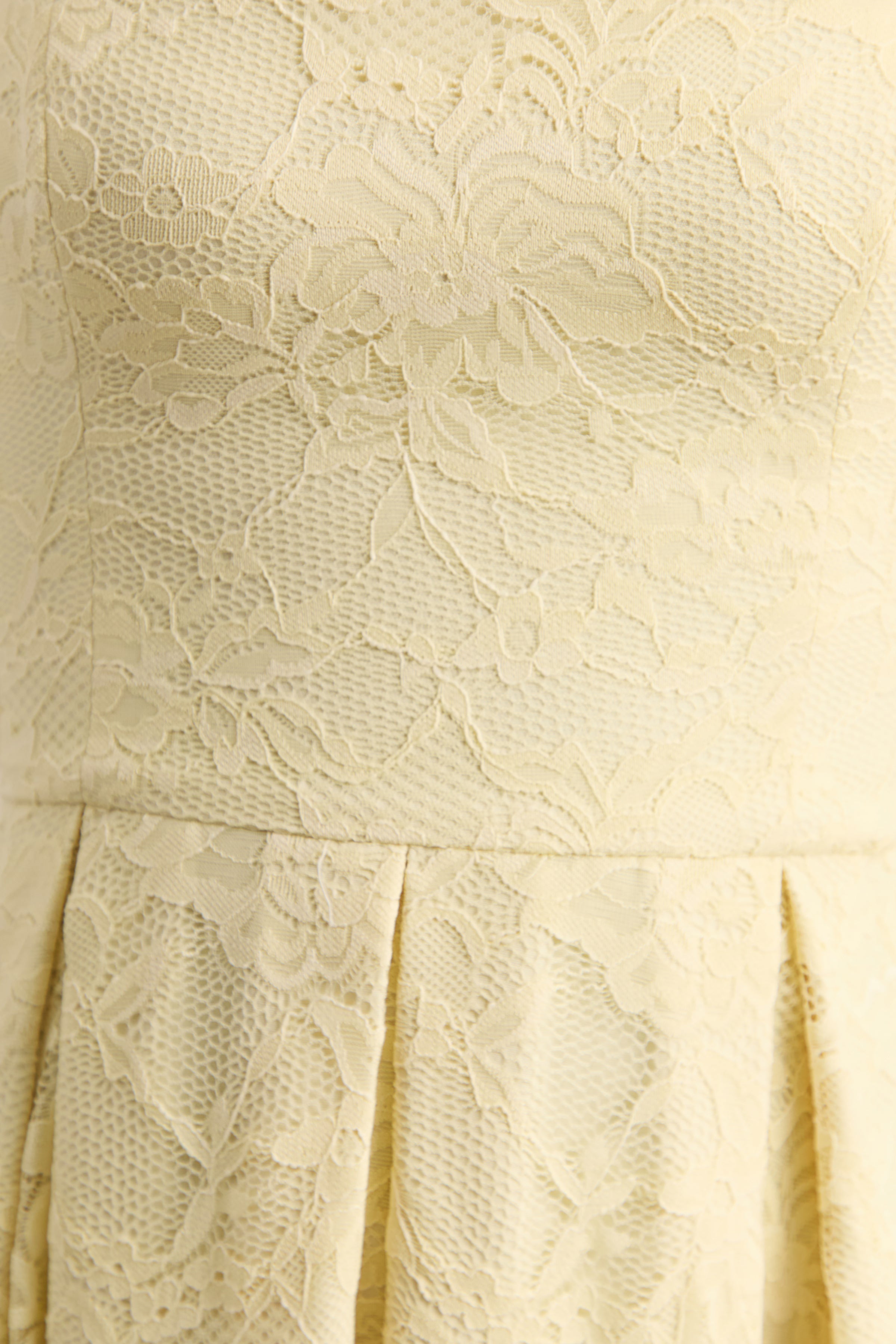 Ashmara | Lemon Lace Square-Neck Midi Dress