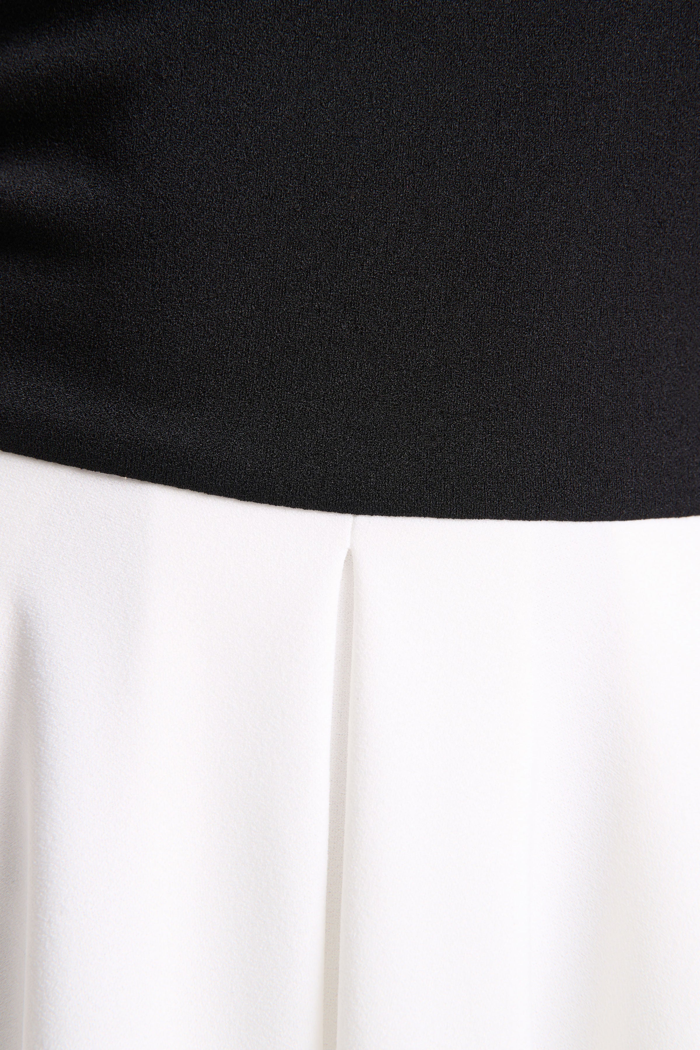 Frederica | Black And White Bardot-Neck Midi Dress
